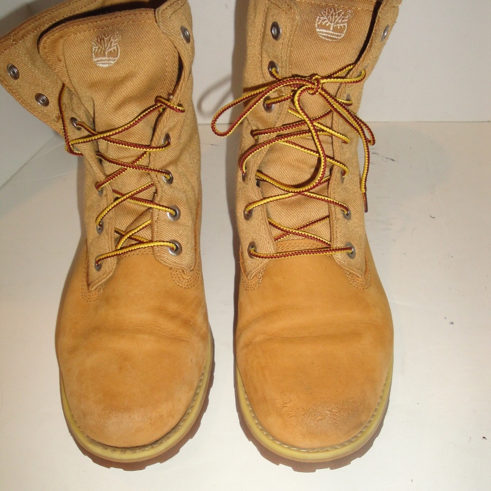 TIMBERLAND TAN SUEDE / CANVAS BOOTS WOMENS SHOE SIZE 9 M